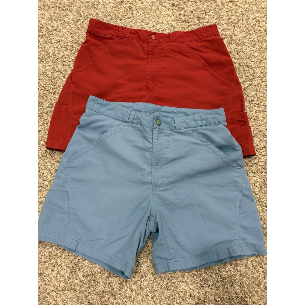 LL Bean Cargo Shorts Mens Small Red And Blue With Mesh Lining Outdoor Sports